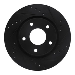 Nissan Sentra Brake Rotor (1) - Front Right - R1 Concepts - Drilled & Slotted - Black - `13-`19